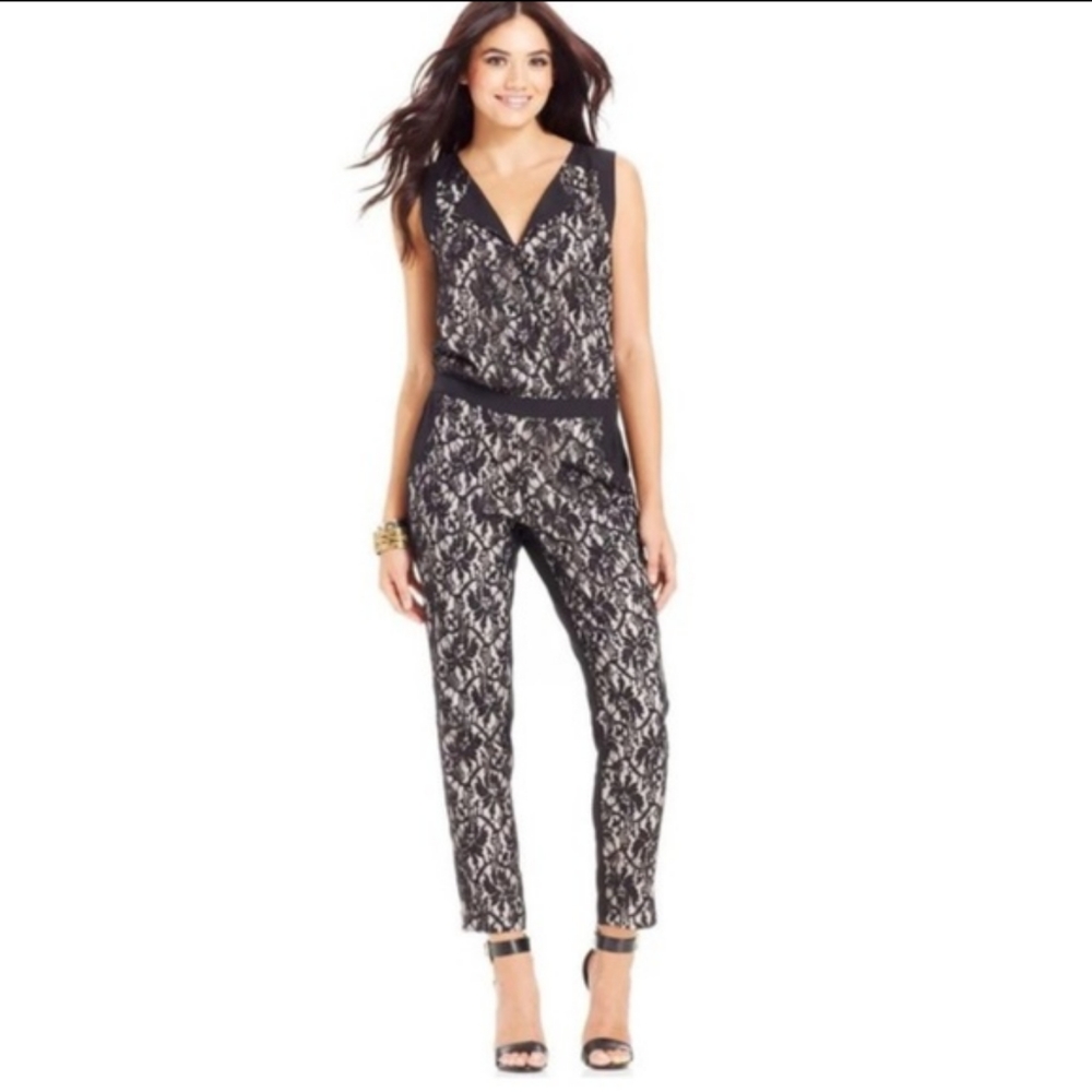 Black lace jumpsuit / pants romper